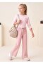 Organic Dark Pink Wide-Legged Spring Girls' Trousers