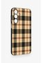 Samsung A16 Compatible Cream Plaid Patterned Silicone Case - 3