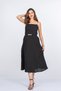 Women's Summer Black Adjustable Strap Dress with Gipeli Detail on the Back 50418