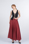 Women's Summer Burgundy Velmora Modal Fabric Flat Waist Skirt 6895 - 2