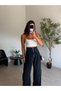 Navy Blue Cargo Pants with Waist Detail - 6
