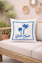 Blue Cove Palm Tree Pattern Decorative Throw Pillow Cover Blue Coastal Decor 43X43 cm - 4