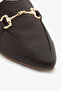 Brown Genuine Leather Buckle Women's Slippers - 3