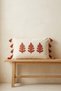 Buldan Handmade Tree Motif Embossed Punch Embroidered Tasseled Cotton Hidden Zipper Rectangular Throw Pillow Cover 35X55 cm - 2