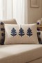 Buldan Handmade Tree Motif Embossed Punch Embroidered Tasseled Cotton Hidden Zipper Rectangular Throw Pillow Cover 35X55 cm - 5