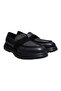 Black Color Laceless Genuine Leather Men's Shoes