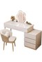 CityRiya-Long Bedroom Dresser Table, Dressing Table, 100cm Makeup Table with 5 Drawers and Shelf, Vanity Table, Modern Vanity Desk, White Bedroom Bedside Table for Girls Women