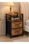 3-Tier Nightstand Side Table with 2 Fabric Drawers Home Bedside Table End Coffee Table for Bedroom 45*30*73cm Brown - 2