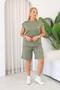 Plus Size Shorts Set with Crest Detail