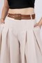 Women's Summer Stone Belt Detailed Double Pleated Elastic Waist Wide Leg Pants 30151 - 3