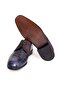 Dark Blue Color Lace-Up Genuine Leather Leather Sole Men's Shoes - 3