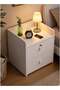 Bedside Table with Locker | 2 Drawer Wooden Nightstand with Storage | White Bedside Cabinet for Bedroom | 40 x 40 x 45 cm - 2