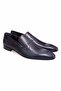 Dark Blue Color Laceless Genuine Leather Men's Shoes