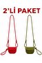 Icon Red Green 2-Piece Pack Knotted Adjustable Women's Hand and Shoulder Bag