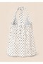White Polka Dot Halter Neck Backless Blouse - 3