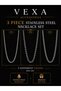 Vexa Accessory Trio Steel Necklace Set Silver Color Tarnish Resistant Steel Necklace Unisex - 6