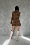 Brown Plaid Pattern Buttoned Jacket - 5