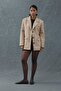 Beige blazer suede jacket with pocket detail - 4