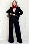 Black Sleeve Feather Jacket and Trousers Set - 2