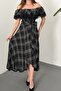 Black Plaid Lace Dress - 2
