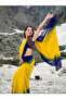 Blue & Yellow Ombre Georgette Saree - FFT7972 | Blue & Yellow-Size-0 - 2