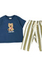 Baby Boy Teddy Bear Embroidered T-Shirt and Striped Sweatpants Set - 4