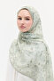 Crispy Floral Pattern Soft Cotton Shawl - Green - 3