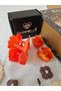 Set of 3 Coral Orange Japanese Rose Hibiscus Flower Hairpin Buckle Set - Hawaiian Summer Beach Hair Clip - 2