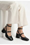 Towep Black Leather Heeled Shoes Black - 3