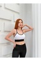 Women's White Lace Sports Crop Bustier with Chest Pads and Crossed Straps Kr5001 - 6