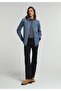 Regular Fit Classic Collar Plain Women's Mid Indigo Denim Long Sleeve Shirt - 3