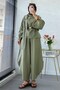 Premium Shawl Collar Shalwar Cut Linen Trousers Set - Khaki - 7