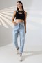 Girls/Women's Ripped Detailed High Waist Relaxed Boyfriend Fit Denim Jeans - 2