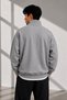 Unisex Half-Zipper Stand Collar 100% Cotton Soft Textured Sweatshirt Plain Pullover - 3
