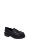 Women's Black Thick Soled Leather Masculine Loafer Af190053Dv - 7