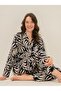 Women'S, Long Sleeve, Leaf Patterned, Shirt Pajama Set (with Socks as a Gift) - 2