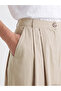 Beige High-Waisted Pleated Flared Skirt - 4