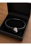 Real Leather Ying Yang Men's Bracelet |   Black Leather Unisex Bracelet with Magnetic Clip - 3
