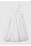 Girl's White Back Detailed Strap Dress - 2