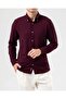 Slim Fit Safari Button-Down Collar Seersucker Fabric Men's Shirt Burgundy T20131-10 - 4