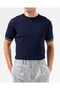 Italian Style Slim Fit Men's Crew Neck Short Sleeve Knitwear T-Shirt Navy Blue T20031-02