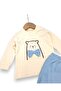 Baby Boy Set with Bow Tie and Teddy Bear Embroidery, 2-Piece Sweatshirt Set for 3-6-9-12 Months - 5