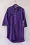 Purple Hakim Collar 3/4 Sleeve Buttoned Pocket Slim Casual Cotton Woven Shirt Dress 85 59 - 2
