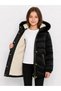 Girl's Plush Fur Hooded Zippered Long Inflatable Winter Coat 6-10 Years Old