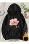 Pink Flower Printed Oversize Unisex Women'S/Men's Hooded Sweatshirt