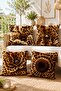 Leopard Themed Floral Patterned 4-Piece Throw Pillow Cover Set
