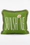 Set of 4 Fringed Throw Pillow Covers with Green Daisy Pattern and "Home Sweet Home" Written - 4