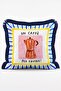 Italian Kitchen Themed Lemon Tomato Pasta and Coffee Patterned 4-Piece Fringed Throw Pillow Cover Set - 4