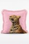 Pink Leopard Billiards and Playing Cards Themed Set of 4 Fringed Throw Pillow Covers - 6