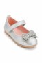 Girl's Silver Ballerina Flats with Stone Bow on the Front - 2